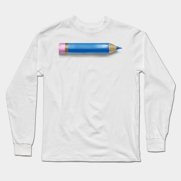 Blue Pencil Long Sleeve T-Shirt by Rowena Aitken